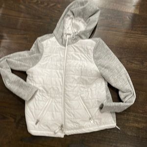 Athleta white and gray hooded jacket